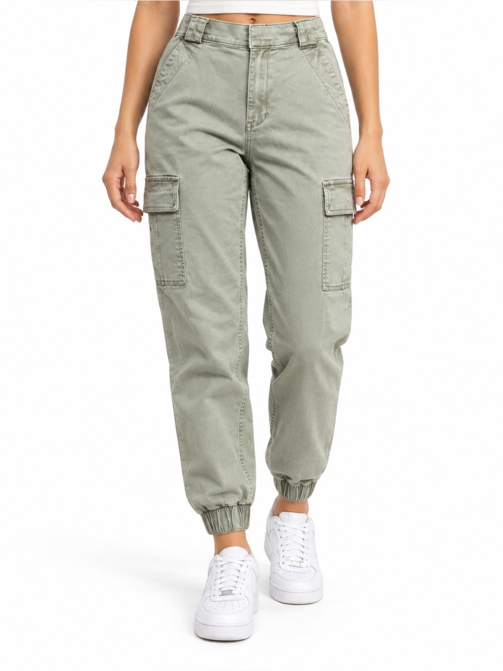 Hollister Ultra High Rise Cargo Joggers Khaki Green Size Small